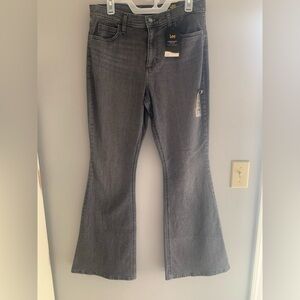 Womens Lee Black Legendary Style Flare Mid Rise Stretch Y2K Grunge New Jeans 12